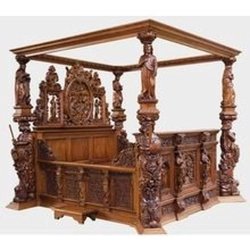 Exquisite Hand Carved Four Poster Bed Antique Style Luxury Wooden Bed