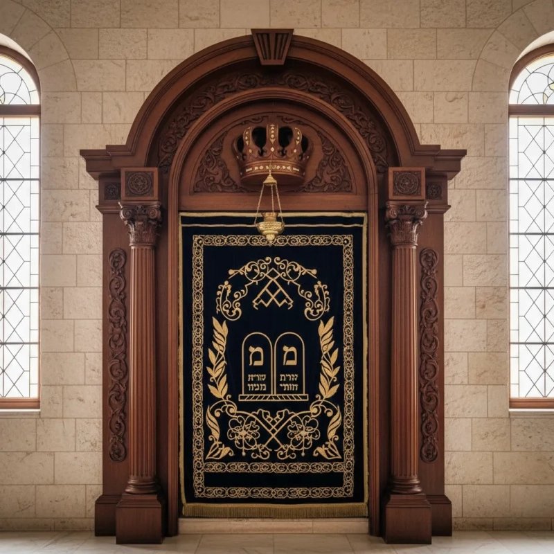 Aron Kodesh Luxury Solid Wood Design for Synagogue and Temple