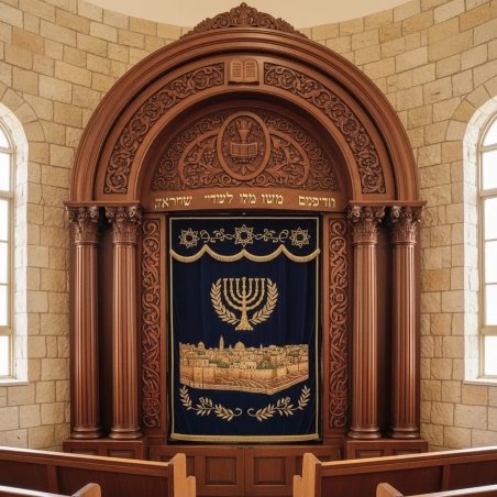 Aron Kodesh Luxury Solid Wood Design for Synagogue and Temple