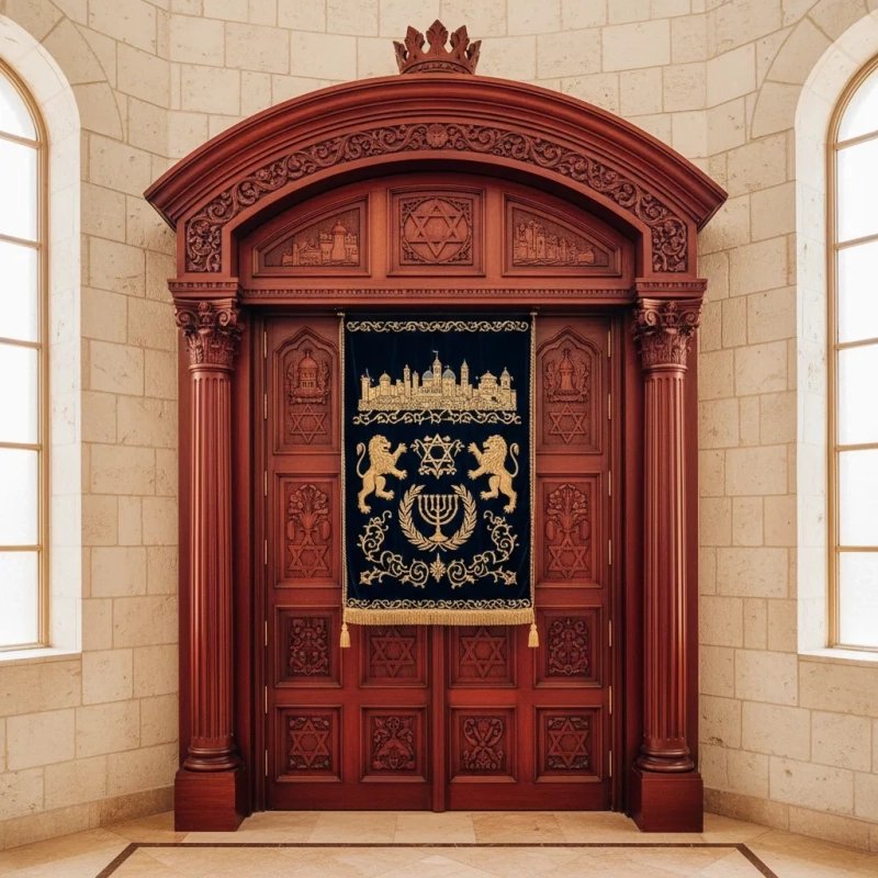 Aron Kodesh Luxury Solid Wood Design for Synagogue and Temple