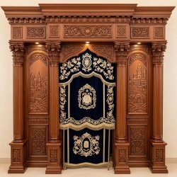 Exquisite Hand-Carved Solid Hardwood Aron Kodesh Premium Synagogue Holy Ark Manufacturer Traditional Jewish Furniture Supplier
