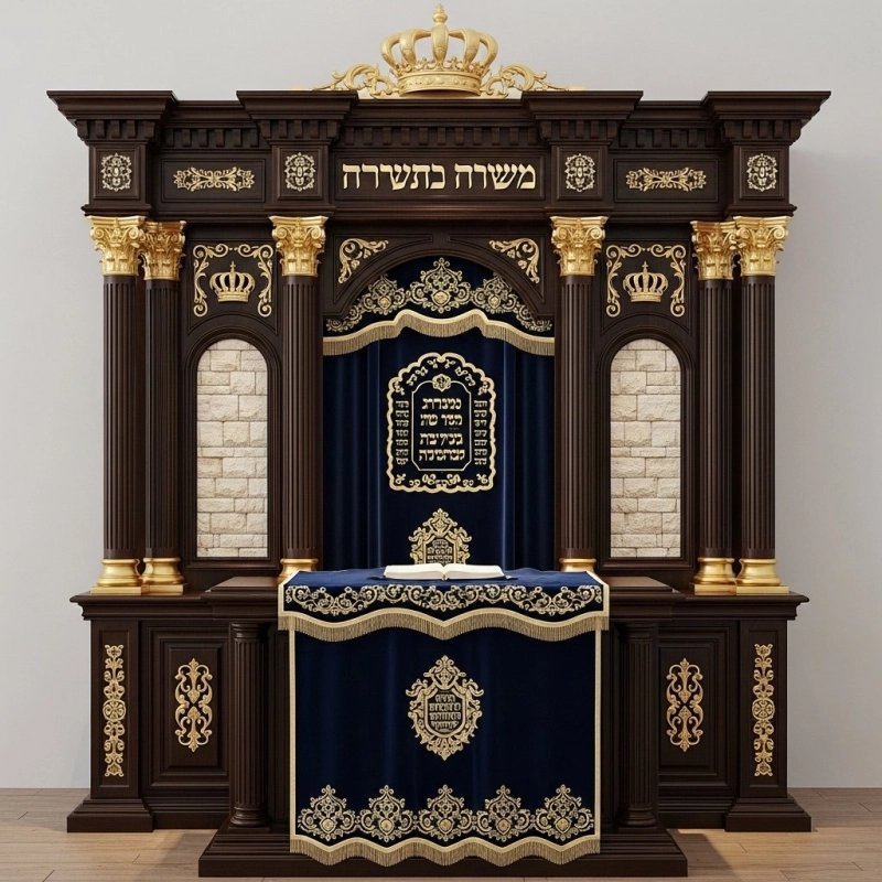 Premium Handcrafted Aron Kodesh Majestic Synagogue Holy Ark Exquisite Solid Wood Jewish Furniture by Expert Manufacturers Premium Handcrafted Aron Kodesh Majestic Synagogue Holy Ark Exquisite Solid Wood Jewish Furniture by Expert Manufacturers
