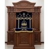 Master-Crafted Aron Kodesh, Premium Solid Wood Synagogue Ark, Velvet Parochet with Jerusalem & Magen David Embroidery