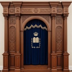 Masterfully Hand-Carved Aron Kodesh Solid Wood Synagogue Ark Exquisite Traditional Religious Furniture by Leading Manufacturer