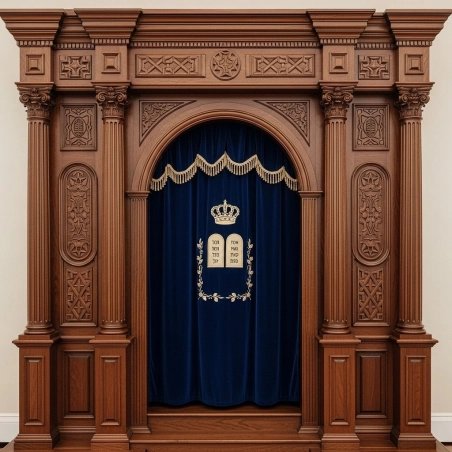 Masterfully Hand-Carved Aron Kodesh Solid Wood Synagogue Ark Exquisite Traditional Religious Furniture by Leading Manufacturer