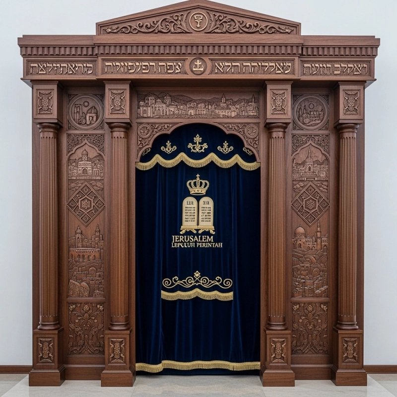Exquisite Handcrafted Aron Kodesh Holy Ark, Premium Solid Wood Synagogue Furniture by Leading Manufacturer for Spiritual Spaces Exquisite Handcrafted Aron Kodesh Holy Ark, Premium Solid Wood Synagogue Furniture by Leading Manufacturer for Spiritual Spaces