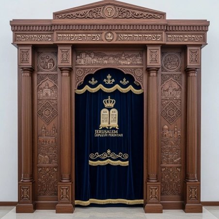 Exquisite Handcrafted Aron Kodesh Holy Ark, Premium Solid Wood Synagogue Furniture by Leading Manufacturer for Spiritual Spaces