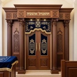 Exquisite Ornate Wood Aron Kodesh, Premium Handcrafted Holy Ark Supplier, Traditional Synagogue Furniture Manufacturer