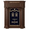 Premier Solid Wood Aron Kodesh Holy Ark with Ornate Deep Blue Velvet Parochet - Expertly Crafted Synagogue Furniture