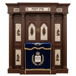 Premium Hardwood Aron Kodesh Synagogue Furniture by Renowned Manufacturer, Handcrafted Holy Ark for Torah Scrolls