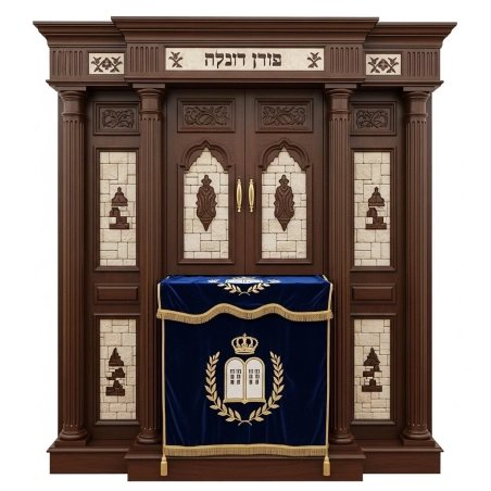 Premium Hardwood Aron Kodesh Synagogue Furniture by Renowned Manufacturer, Handcrafted Holy Ark for Torah Scrolls