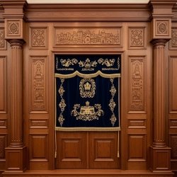 Premium Handcrafted Solid Hardwood Aron Kodesh Exquisite Synagogue Ark Furniture with Jerusalem Motif by Expert Manufacturers