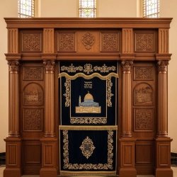 Exquisite Solid Wood Aron Kodesh Synagogue Ark - Handcrafted Premium Judaica Furniture, Superior Manufacturing Quality