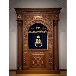 Premium Handcrafted Aron Kodesh - Solid Wood Synagogue Holy Ark by Leading Furniture Manufacturer - Heritage Design.
