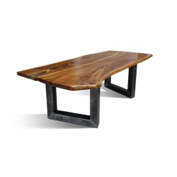 Mulyoharjo Furniture Monkey Pod Wood Slab Dining Table 1436