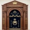 Artisan Crafted Hardwood Aron Kodesh with Ornate Carvings and Velvet Curtain by Leading Furniture Manufacturer