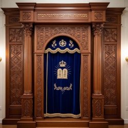 Exquisite Solid Wood Aron Kodesh, Premium Handcrafted Holy Ark for Synagogues by Master Furniture Manufacturer