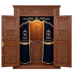 Premier Hand-Carved Wooden Aron Kodesh - Synagogue Holy Ark by Master Furniture Artisans, a Leading Supplier