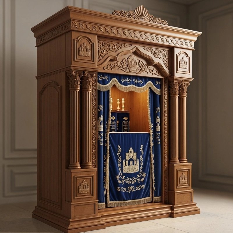 Exquisite Handcrafted Solid Wood Aron Kodesh Synagogue Furniture by Premier Manufacturer, Artisanal Carved Holy Ark Exquisite Handcrafted Solid Wood Aron Kodesh Synagogue Furniture by Premier Manufacturer, Artisanal Carved Holy Ark