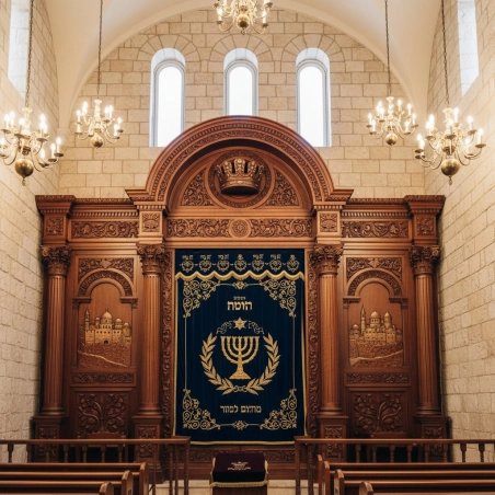Exquisite Hand-Carved Wooden Aron Kodesh - Premium Synagogue Holy Ark by Expert Furniture Manufacturer