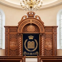 Luxury Handcrafted Aron Kodesh Synagogue Holy Ark, Premium Wood Pulpit Furniture by Leading Manufacturer & Supplier