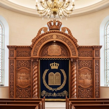 Luxury Handcrafted Aron Kodesh Synagogue Holy Ark, Premium Wood Pulpit Furniture by Leading Manufacturer & Supplier