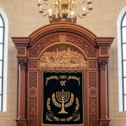 Premium Hand-Carved Wooden Aron Kodesh Exquisite Synagogue Furniture by Leading Manufacturer Holy Ark Master Craftsmanship