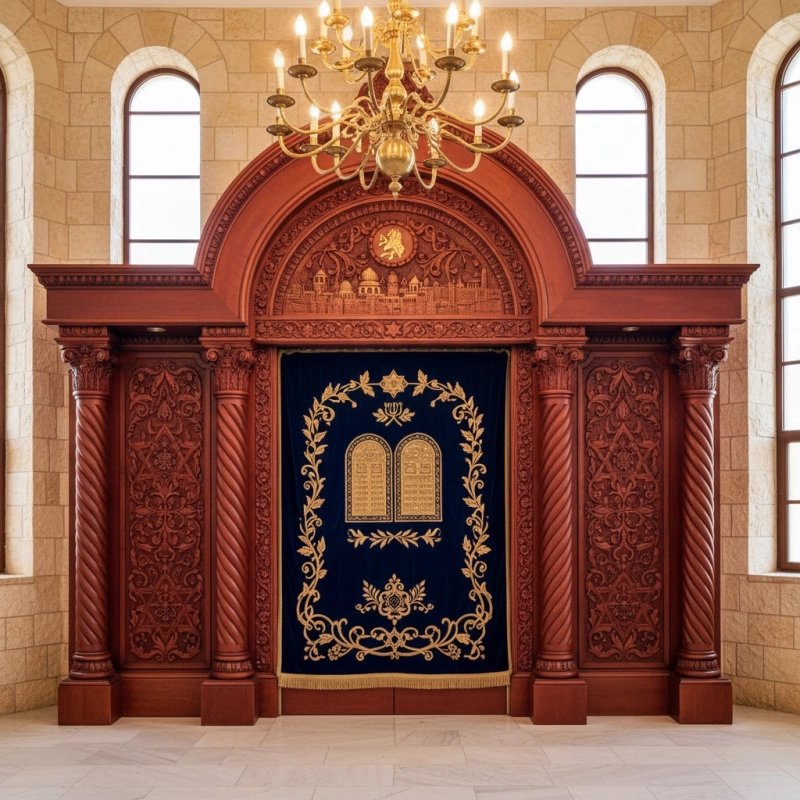 Exquisite Handcrafted Aron Kodesh Synagogue Ark, Premier Wood Manufacturer's Traditional Sacred Furniture Exquisite Handcrafted Aron Kodesh Synagogue Ark, Premier Wood Manufacturer's Traditional Sacred Furniture