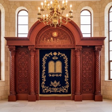 Exquisite Handcrafted Aron Kodesh Synagogue Ark, Premier Wood Manufacturer's Traditional Sacred Furniture