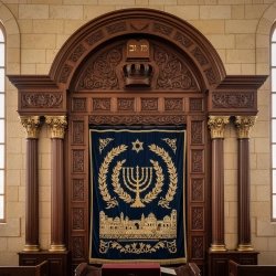 Premium Bespoke Aron Kodesh Handcrafted Synagogue Torah Ark Ornate Wooden Sanctuary Furniture by Expert Artisans