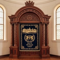 Exquisite Solid Wood Aron Kodesh, Hand-Carved Synagogue Holy Ark for Torah Scrolls by Premium Furniture Manufacturer