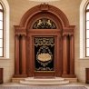 Exquisite Aron Kodesh Holy Ark for Synagogue, Handcrafted Hardwood with Golden Embroidered Parochet, Premium Supplier Quality