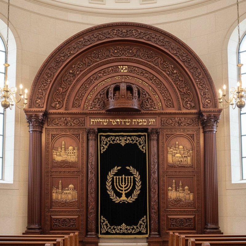 Hand-Carved Aron Kodesh Premium Synagogue Furniture Ornate Wooden Holy Ark by Expert Manufacturers & Suppliers Hand-Carved Aron Kodesh Premium Synagogue Furniture Ornate Wooden Holy Ark by Expert Manufacturers & Suppliers