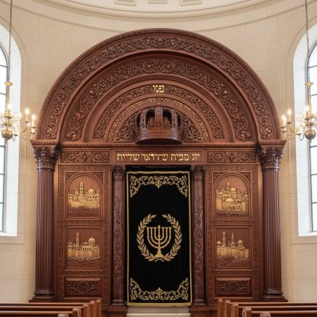 Hand-Carved Aron Kodesh Premium Synagogue Furniture Ornate Wooden Holy Ark by Expert Manufacturers & Suppliers
