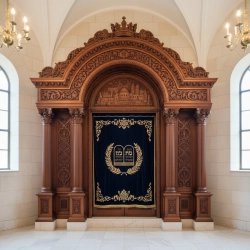Exquisite Hand-Carved Wooden Aron Kodesh Premium Synagogue Furniture by Master Craftsmen Traditional Sanctuary Ark