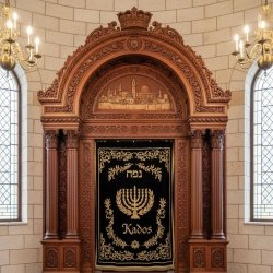 Mastercrafted Aron Kodesh Premium Hand-Carved Synagogue Ark Exquisite Religious Furniture by Leading Manufacturer