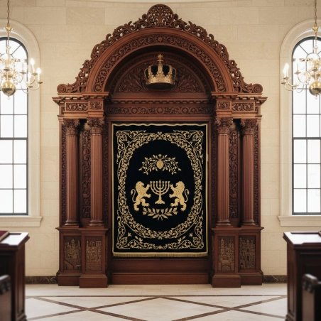 Grand Hand-Carved Aron Kodesh, Premium Synagogue Ark, Exquisite Woodcraft by Leading Manufacturer & Supplier