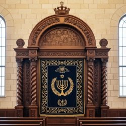 Premium Hand-Carved Solid Wood Aron Kodesh Ornate Traditional Synagogue Furniture Expertly Crafted by Leading Manufacturer
