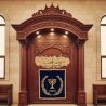 Grand Hand-Carved Aron Kodesh with Jerusalem Motif Premium Hardwood Synagogue Furniture by Expert Manufacturer