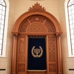 Hand-Carved Solid Wood Aron Kodesh, Premium Synagogue Holy Ark, Expertly Crafted by Leading Furniture Manufacturer