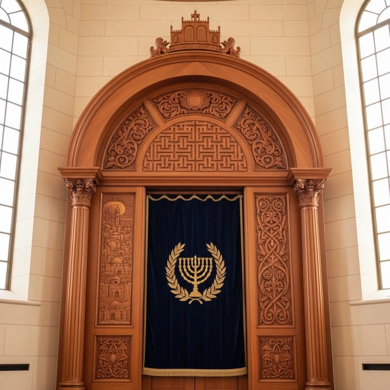 Hand-Carved Solid Wood Aron Kodesh, Premium Synagogue Holy Ark, Expertly Crafted by Leading Furniture Manufacturer Hand-Carved Solid Wood Aron Kodesh, Premium Synagogue Holy Ark, Expertly Crafted by Leading Furniture Manufacturer