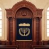 Premium Solid Wood Aron Kodesh Synagogue Holy Ark - Hand-Carved Craftsmanship with Velvet Gold Embroidery, Expertly Manufactured