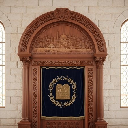 Exquisite Solid Wood Aron Kodesh Handcrafted Synagogue Holy Ark Furniture Premium Manufacturer Quality