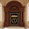 Exquisite Hand-Carved Aron Kodesh Synagogue Ark - Premium Manufacturer Crafted Solid Wood & Embroidered Parochet