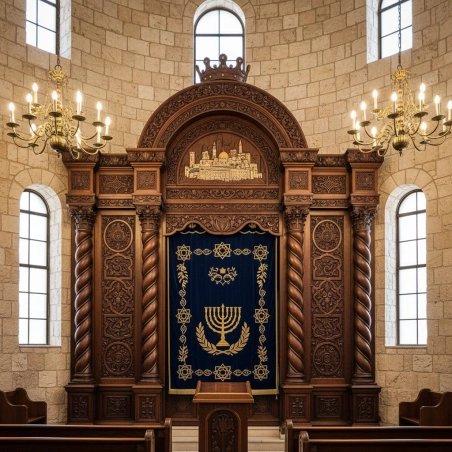Exquisite Handcrafted Aron Kodesh for Synagogue by Premier Furniture Manufacturer Ornate Wooden Holy Ark Supplier