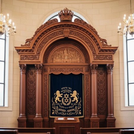 Artisanal Carved Hardwood Aron Kodesh, Premium Synagogue Holy Ark by Expert Furniture Manufacturer, Bespoke Sacred Furnishing