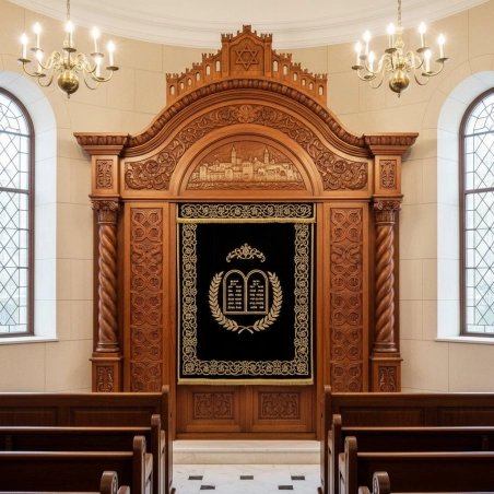 Master Crafted Wooden Aron Kodesh, Premium Synagogue Holy Ark Furniture, Exquisite Hand-Carved Sacred Ark by Expert Artisans