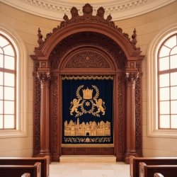Ornate Hand-Carved Aron Kodesh Synagogue Furniture, Exquisite Hardwood Sanctuary Ark by Premium Manufacturer