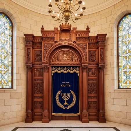 Premium Hand-Carved Hardwood Aron Kodesh for Synagogues - Exquisite Supplier of Sacred Jewish Furniture by Master Artisans