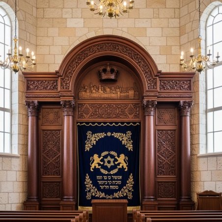 Exquisite Hand-Carved Solid Wood Aron Kodesh - Premium Synagogue Furniture, Master Crafted by Leading Manufacturer & Supplier